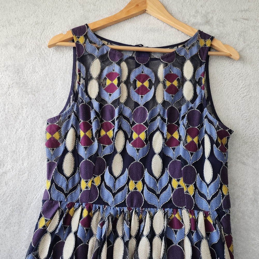 Maeve Dress Womens Size 10 Lace Mermaid Mosaic Purple Blue Scalloped Chelan - Picture 2 of 12